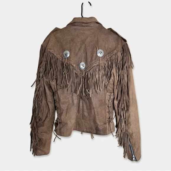Vintage WILSONS Leather Fringe Jacket Open Road M Brown GUC - Picture 4 of 5
